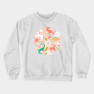 Dinosaurs + Unicorns on Pink Crewneck Sweatshirt